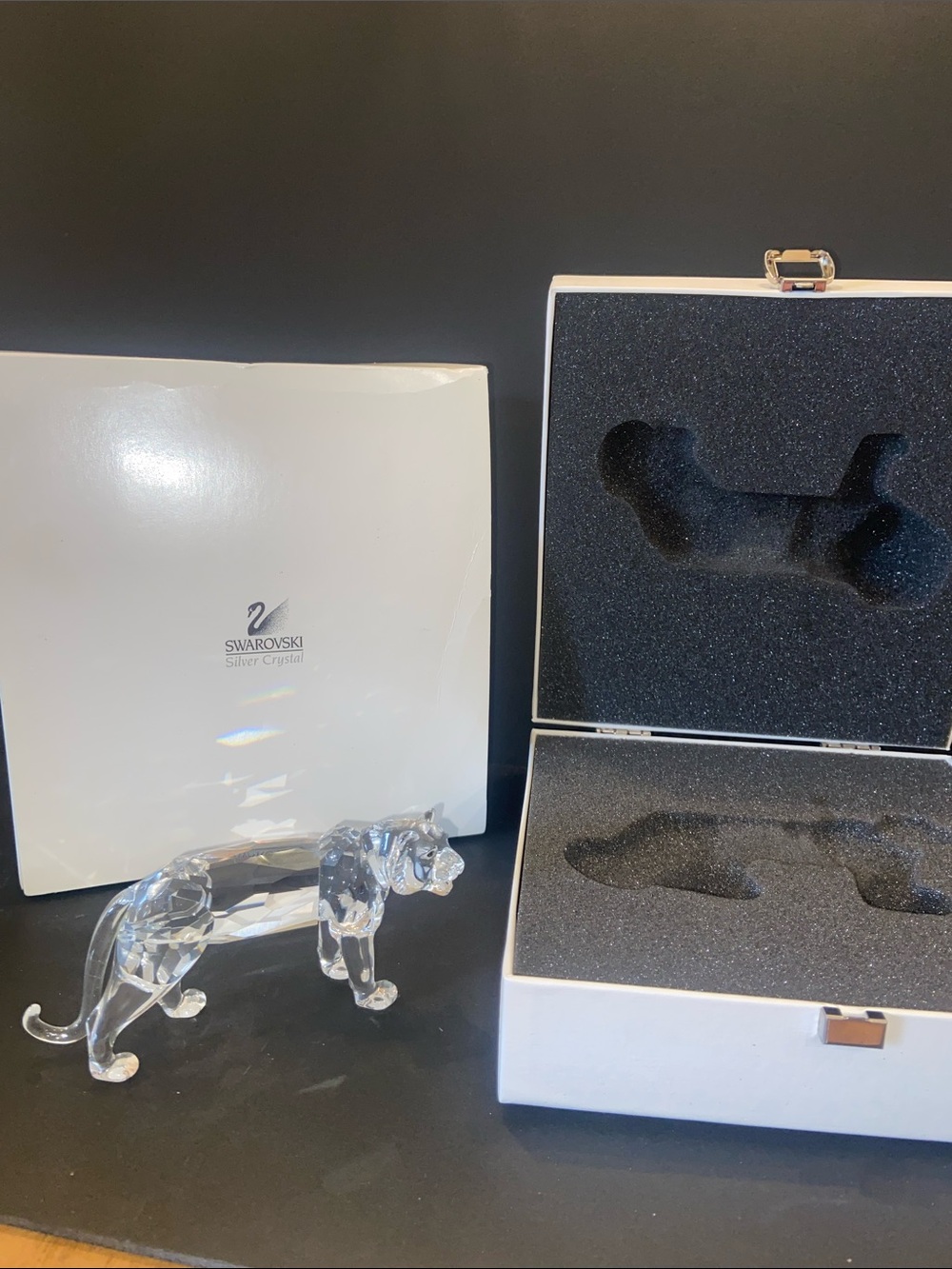 Swarovski Clear Crystal Tiger Figurine with Presentation Box - Clear